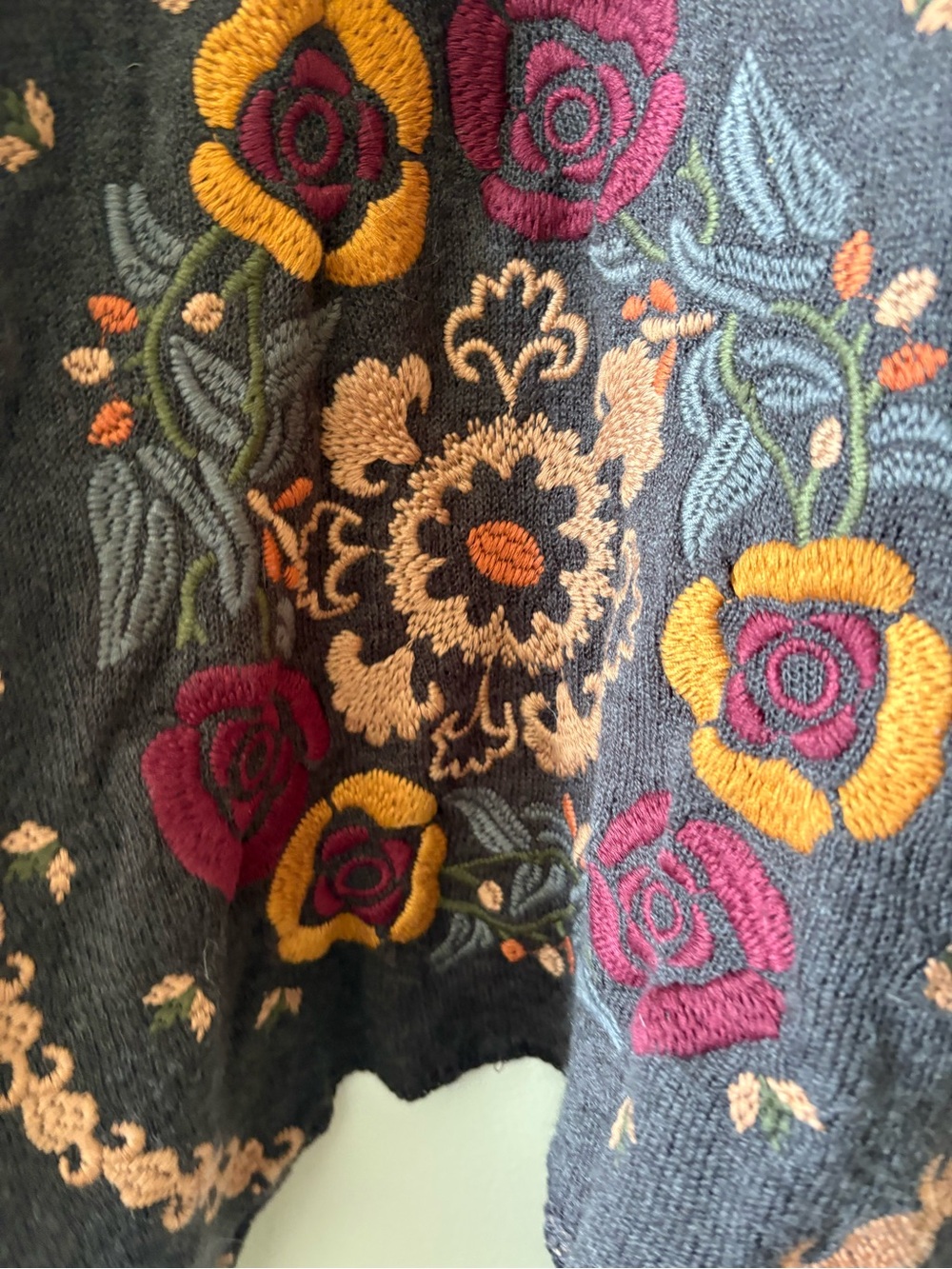 Johnny Was Dark Brown Embroidered Hooded Women's Sweater - Picture 5 of 8